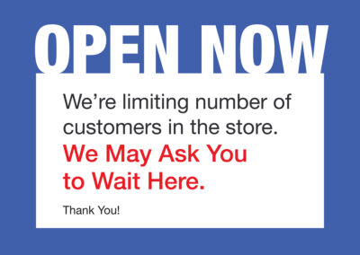 Open now, limiting customers in store