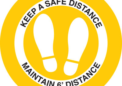 Keep safe distance maintain 6 ft yellow