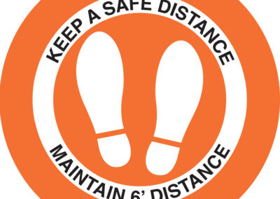 Keep safe distance maintain 6 ft orange