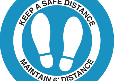 Keep safe distance maintain 6 ft blue